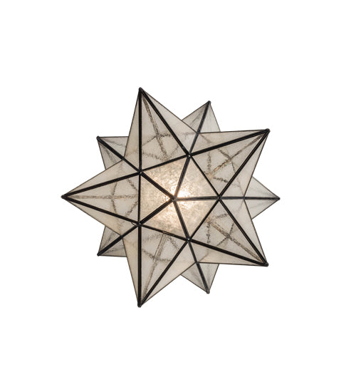 Meyda Lighting Moravian Star 18" Craftsman Brown Pendant Light With Clear Seeded Shade Glass