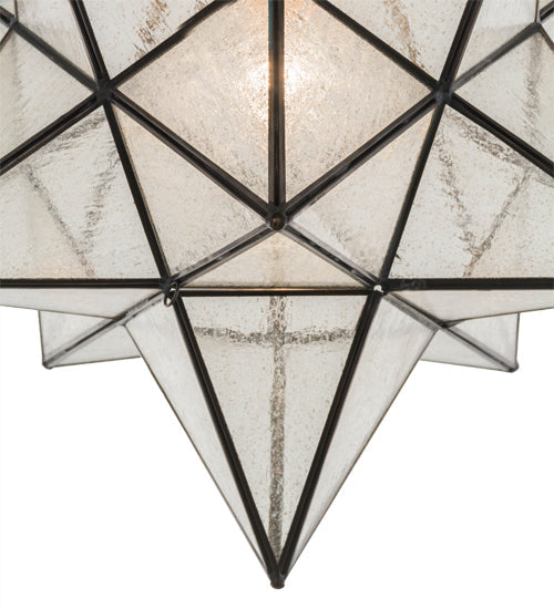 Meyda Lighting Moravian Star 18" Craftsman Brown Pendant Light With Clear Seeded Shade Glass