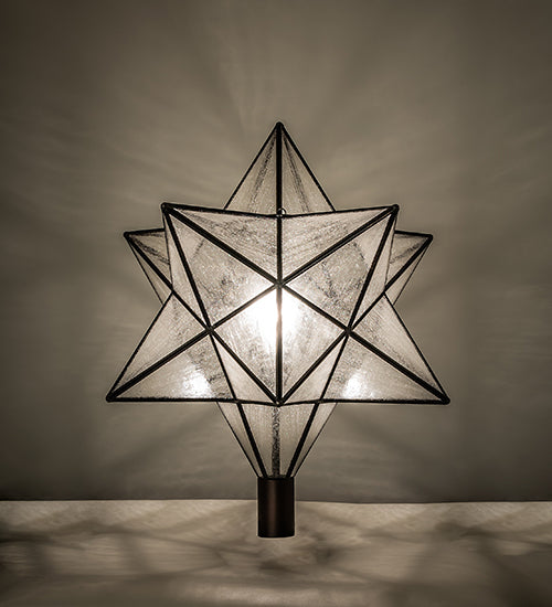 Meyda Lighting Moravian Star 18" Mahogany Bronze Outdoor Post Mount Light With Clear Seeded Shade Glass