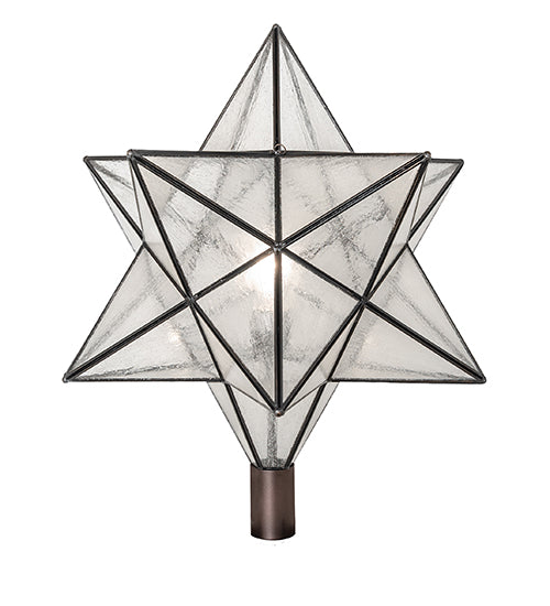 Meyda Lighting Moravian Star 18" Mahogany Bronze Outdoor Post Mount Light With Clear Seeded Shade Glass