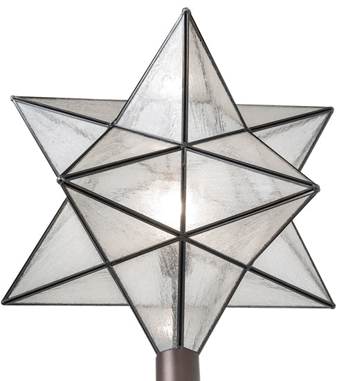 Meyda Lighting Moravian Star 18" Mahogany Bronze Outdoor Post Mount Light With Clear Seeded Shade Glass