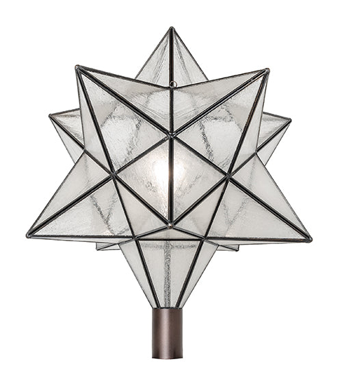 Meyda Lighting Moravian Star 18" Mahogany Bronze Outdoor Post Mount Light With Clear Seeded Shade Glass