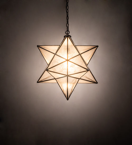 Meyda Lighting Moravian Star 18" Mahogany Bronze Pendant Light With Clear Seeded Shade Glass