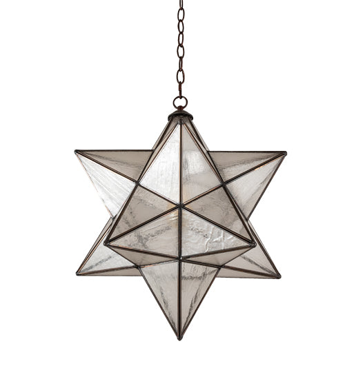 Meyda Lighting Moravian Star 18" Mahogany Bronze Pendant Light With Clear Seeded Shade Glass