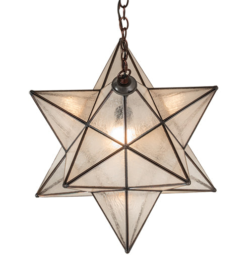 Meyda Lighting Moravian Star 18" Mahogany Bronze Pendant Light With Clear Seeded Shade Glass