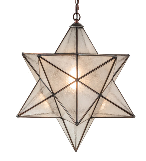 Meyda Lighting Moravian Star 18" Mahogany Bronze Pendant Light With Clear Seeded Shade Glass
