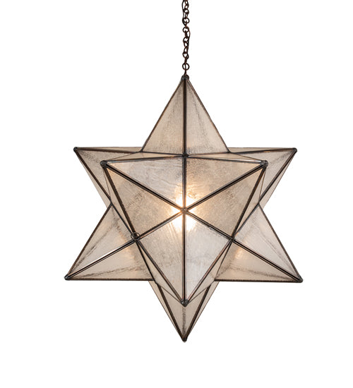 Meyda Lighting Moravian Star 18" Mahogany Bronze Pendant Light With Clear Seeded Shade Glass