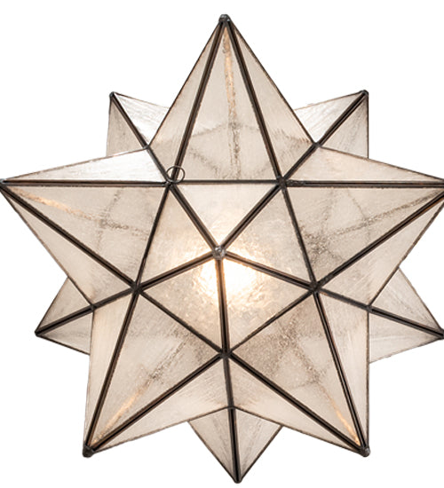 Meyda Lighting Moravian Star 18" Mahogany Bronze Pendant Light With Clear Seeded Shade Glass