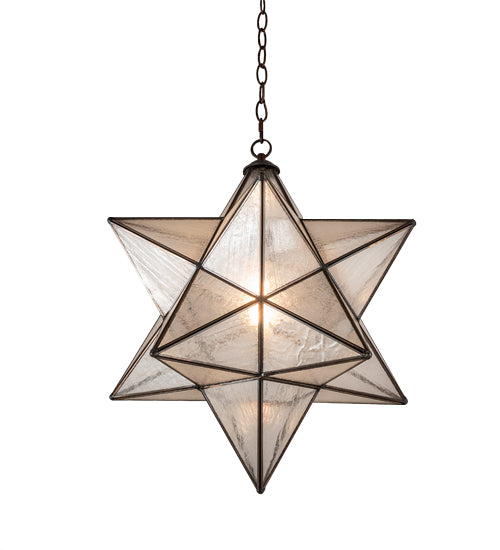 Meyda Lighting Moravian Star 18" Mahogany Bronze Pendant Light With Clear Seeded Shade Glass
