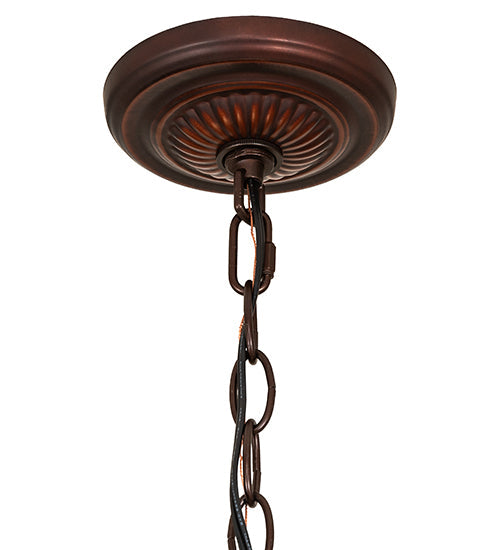 Meyda Lighting Moravian Star 18" Mahogany Bronze Pendant Light With White Art Shade Glass