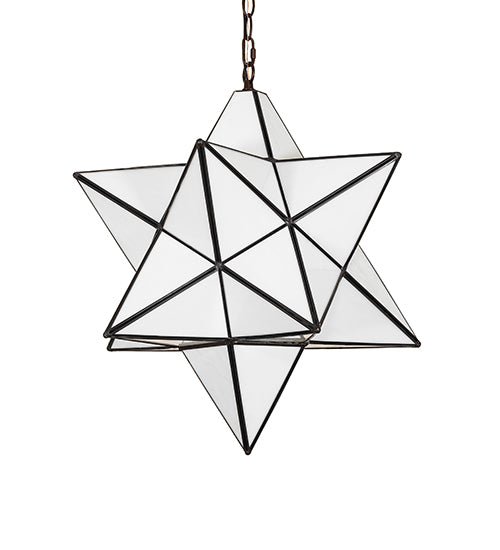 Meyda Lighting Moravian Star 18" Mahogany Bronze Pendant Light With White Art Shade Glass
