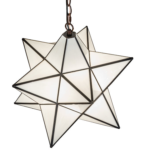 Meyda Lighting Moravian Star 18" Mahogany Bronze Pendant Light With White Art Shade Glass