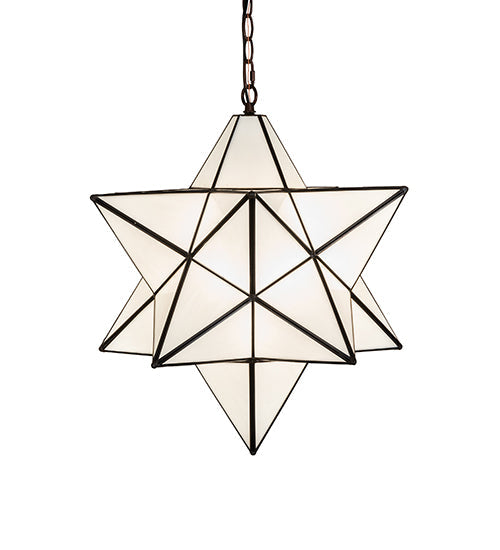 Meyda Lighting Moravian Star 18" Mahogany Bronze Pendant Light With White Art Shade Glass
