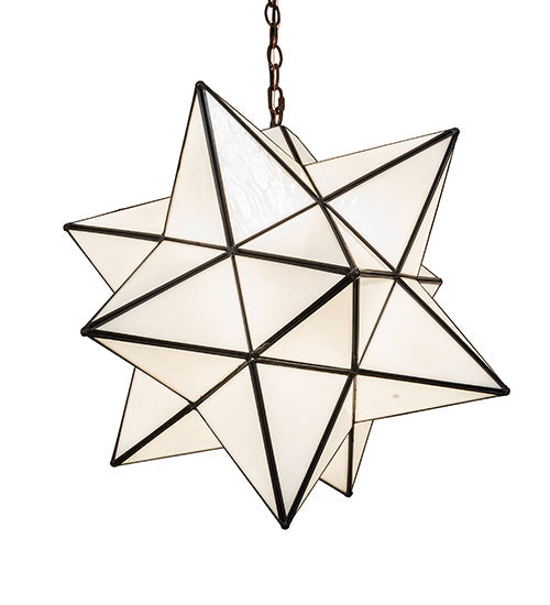 Meyda Lighting Moravian Star 18" Mahogany Bronze Pendant Light With White Art Shade Glass