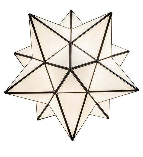 Meyda Lighting Moravian Star 18" Mahogany Bronze Pendant Light With White Art Shade Glass