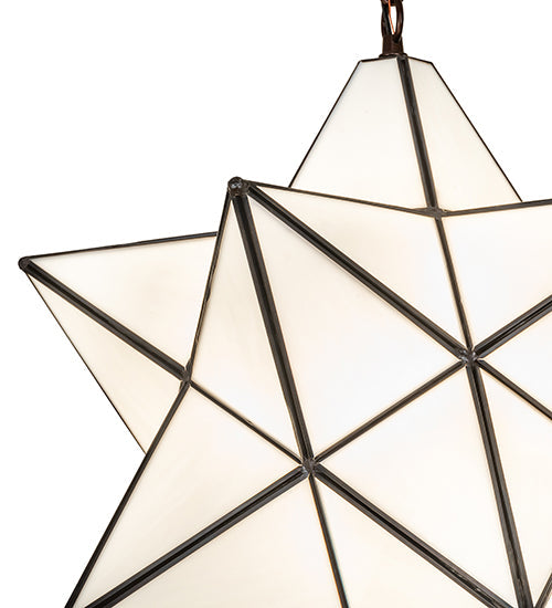 Meyda Lighting Moravian Star 18" Mahogany Bronze Pendant Light With White Art Shade Glass