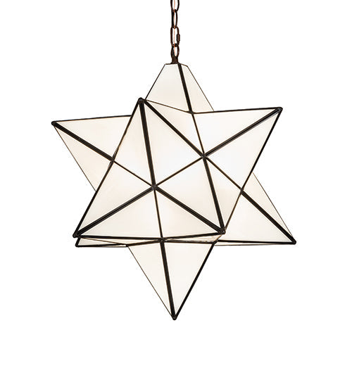 Meyda Lighting Moravian Star 18" Mahogany Bronze Pendant Light With White Art Shade Glass