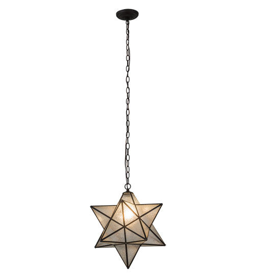 Meyda Lighting Moravian Star 18" Oil Rubbed Bronze Pendant Light With Clear Seeded Shade Glass