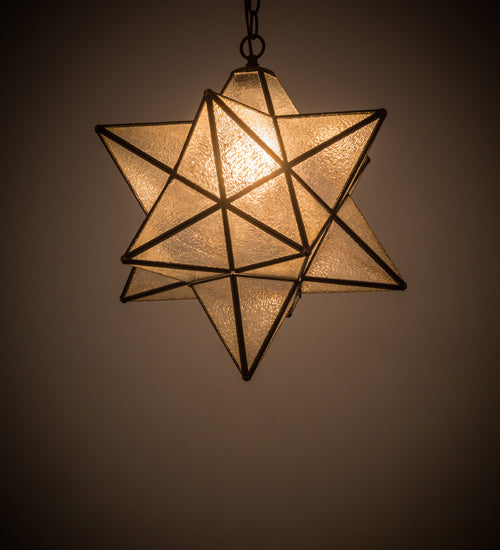 Meyda Lighting Moravian Star 18" Oil Rubbed Bronze Pendant Light With Clear Seeded Shade Glass