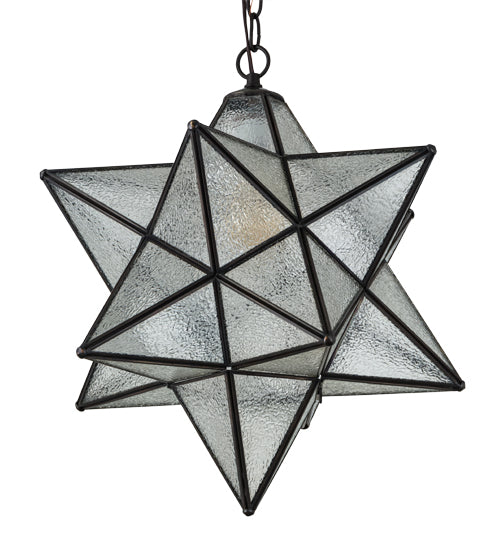 Meyda Lighting Moravian Star 18" Oil Rubbed Bronze Pendant Light With Clear Seeded Shade Glass