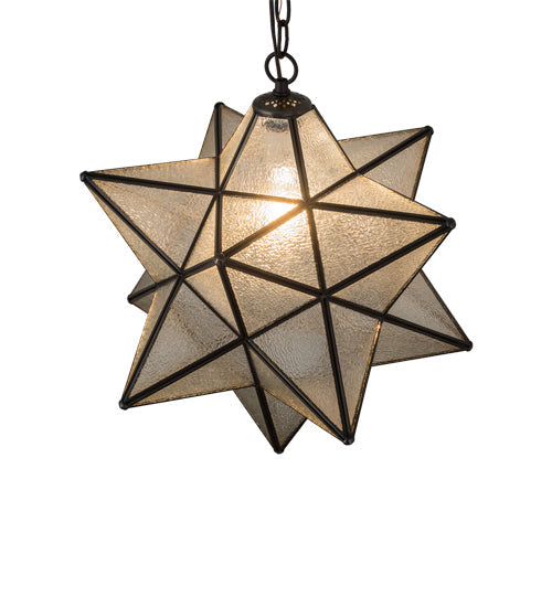 Meyda Lighting Moravian Star 18" Oil Rubbed Bronze Pendant Light With Clear Seeded Shade Glass