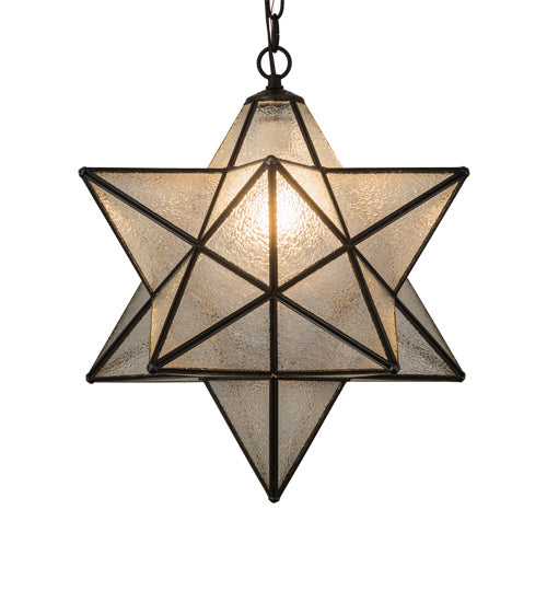 Meyda Lighting Moravian Star 18" Oil Rubbed Bronze Pendant Light With Clear Seeded Shade Glass