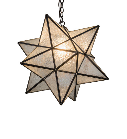 Meyda Lighting Moravian Star 18" Oil Rubbed Bronze Pendant Light With Clear Seeded Shade Glass