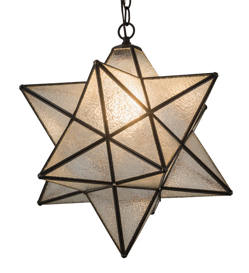 Meyda Lighting Moravian Star 18" Oil Rubbed Bronze Pendant Light With Clear Seeded Shade Glass