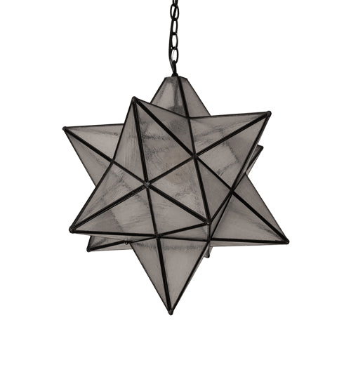 Meyda Lighting Moravian Star 18" Textured Black Pendant Light With Clear Seeded Shade Glass