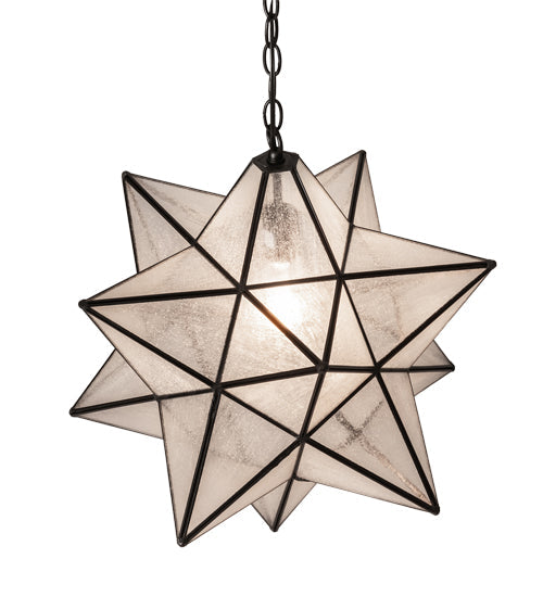Meyda Lighting Moravian Star 18" Textured Black Pendant Light With Clear Seeded Shade Glass