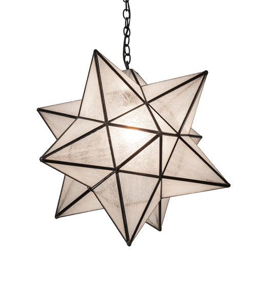 Meyda Lighting Moravian Star 18" Textured Black Pendant Light With Clear Seeded Shade Glass