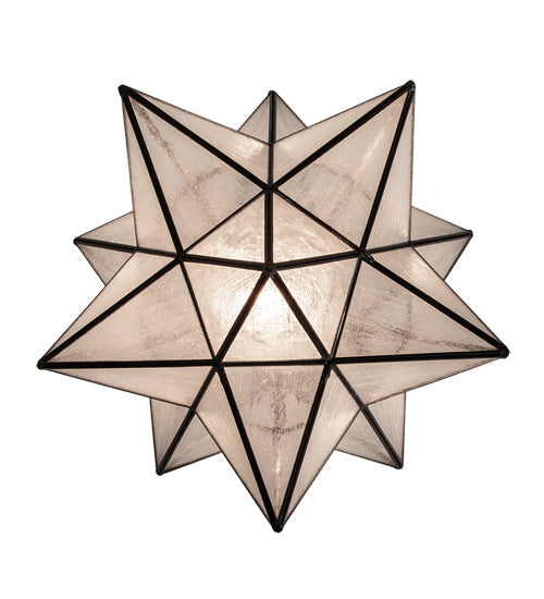 Meyda Lighting Moravian Star 18" Textured Black Pendant Light With Clear Seeded Shade Glass