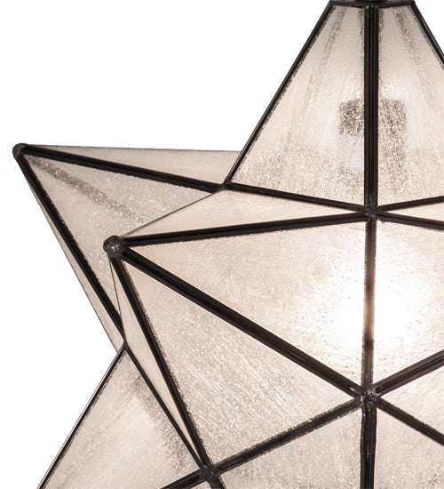 Meyda Lighting Moravian Star 18" Textured Black Pendant Light With Clear Seeded Shade Glass