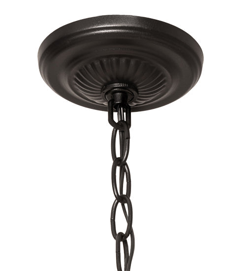 Meyda Lighting Moravian Star 18" Textured Black Pendant Light With Clear Seeded Shade Glass