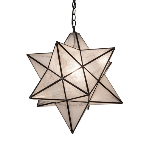Meyda Lighting Moravian Star 18" Textured Black Pendant Light With Clear Seeded Shade Glass
