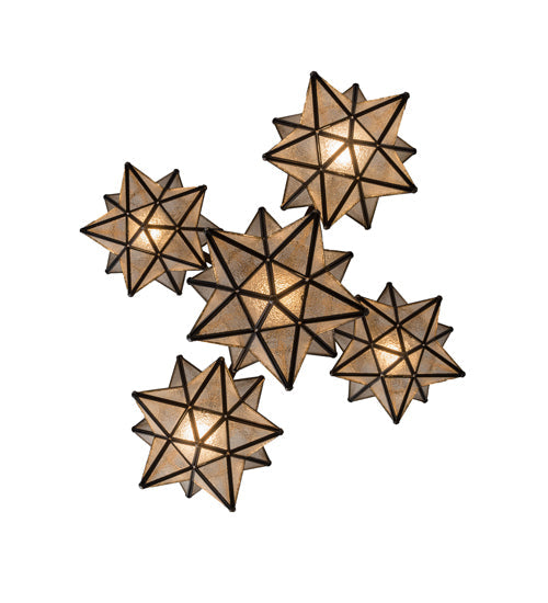 Meyda Lighting Moravian Star 184367 30" 5-Light Mahogany Bronze Chandelier With Clear Seeded Shade Glass