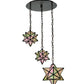 Meyda Lighting Moravian Star 21" 3-Light Oil Rubbed Bronze Cascading Pendant Light With Beige Iridescent Shade Glass