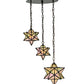 Meyda Lighting Moravian Star 21" 3-Light Oil Rubbed Bronze Cascading Pendant Light With Beige Iridescent Shade Glass