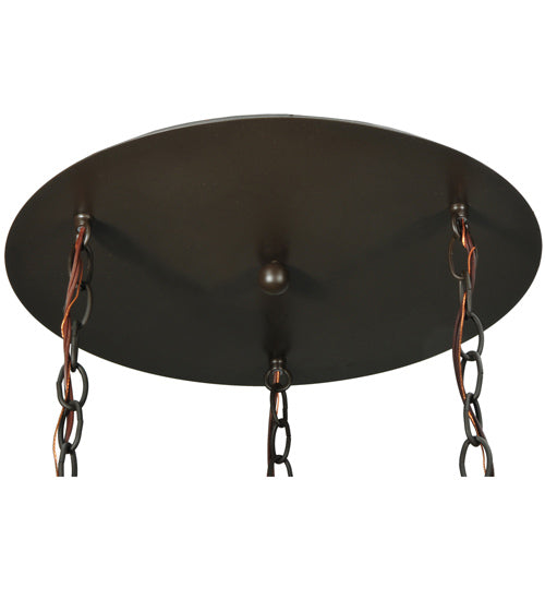 Meyda Lighting Moravian Star 21" 3-Light Oil Rubbed Bronze Cascading Pendant Light With Beige Iridescent Shade Glass