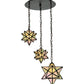 Meyda Lighting Moravian Star 21" 3-Light Oil Rubbed Bronze Cascading Pendant Light With Beige Iridescent Shade Glass