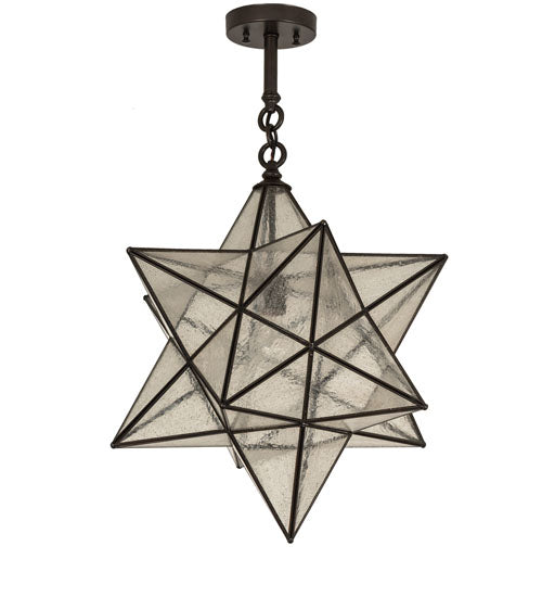 Meyda Lighting Moravian Star 21" Craftsman Brown Semi-flush Mount Light With Clear Seeded Shade Glass