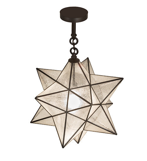 Meyda Lighting Moravian Star 21" Craftsman Brown Semi-flush Mount Light With Clear Seeded Shade Glass