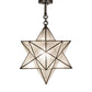 Meyda Lighting Moravian Star 21" Craftsman Brown Semi-flush Mount Light With Clear Seeded Shade Glass