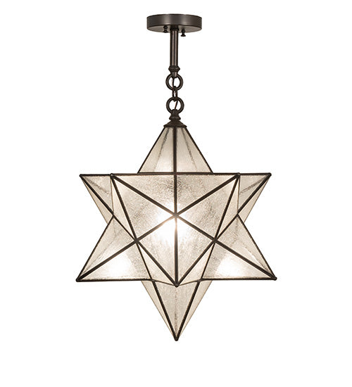 Meyda Lighting Moravian Star 21" Craftsman Brown Semi-flush Mount Light With Clear Seeded Shade Glass