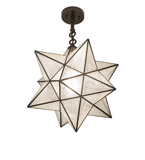 Meyda Lighting Moravian Star 21" Craftsman Brown Semi-flush Mount Light With Clear Seeded Shade Glass