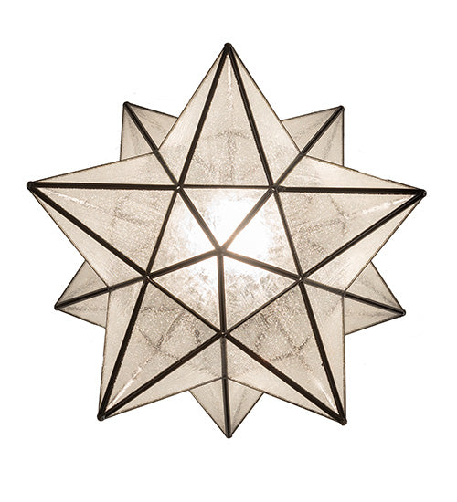 Meyda Lighting Moravian Star 21" Craftsman Brown Semi-flush Mount Light With Clear Seeded Shade Glass