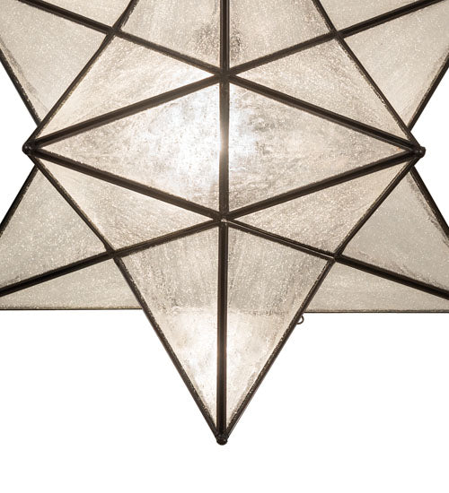Meyda Lighting Moravian Star 21" Craftsman Brown Semi-flush Mount Light With Clear Seeded Shade Glass