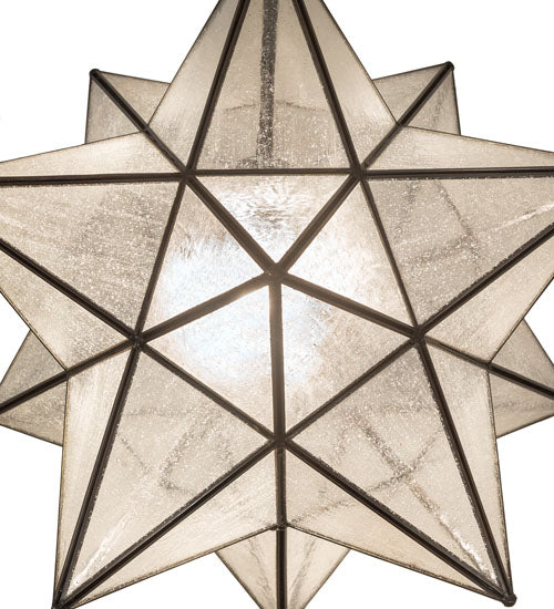 Meyda Lighting Moravian Star 21" Craftsman Brown Semi-flush Mount Light With Clear Seeded Shade Glass