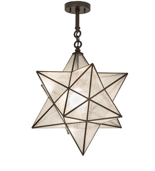 Meyda Lighting Moravian Star 21" Craftsman Brown Semi-flush Mount Light With Clear Seeded Shade Glass