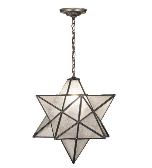 Meyda Lighting Moravian Star 21211 18" Mahogany Bronze Pendant Light With Clear Seeded Shade Glass